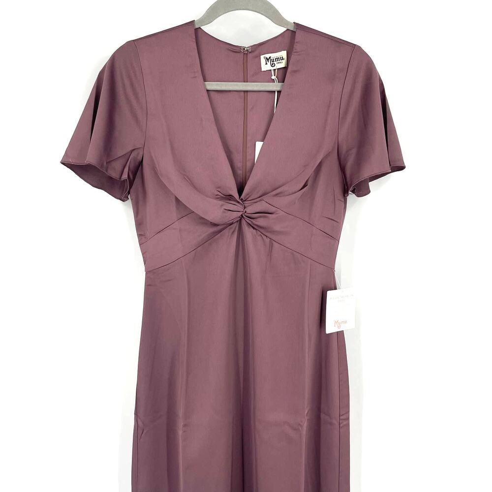 Show Me Your MuMu Rome Twist Gown Dusty Plum Luxe Satin Small NWT - Picture 4 of 10